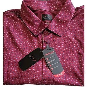 NWT Greg Norman Play Dry M RED Signature Series Black Trim Golf Polo Shirt  boat